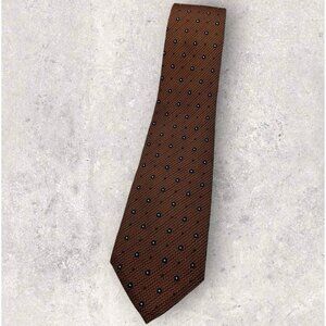 FUMAGALLI Silk Tie ITALY XL Brown Navy Polka Dot W:3.2" EUC